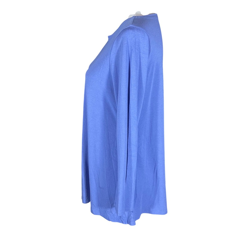 Eileen Fisher Tunic Top Women Medium Blue Long Sleeve Viscose Stretch Flowy - Picture 2 of 8